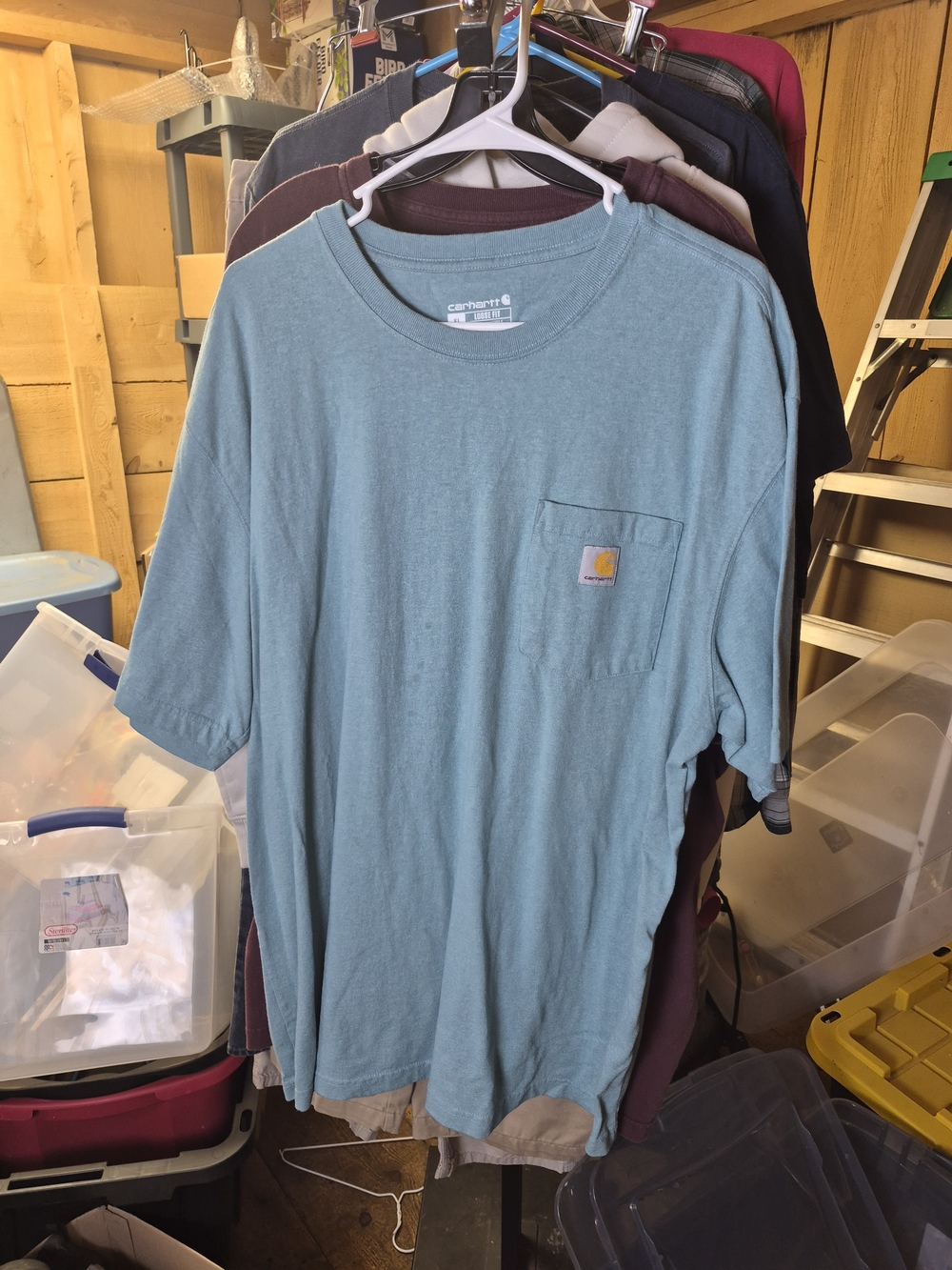 Carhartt Men's Light Teal Pocket Tee Bin 50